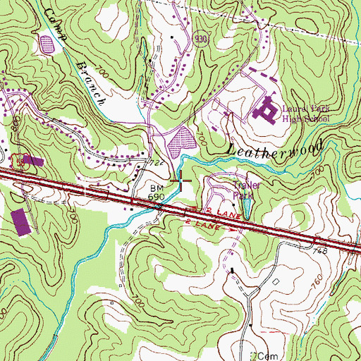Topographic Map of Camp Branch, VA