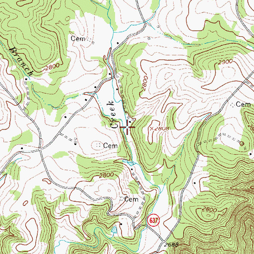 Topographic Map of Camp Branch, VA