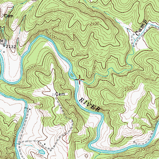 Topographic Map of Camp Creek, VA