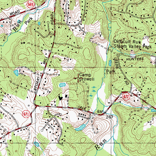Topographic Map of Camp Crowell, VA