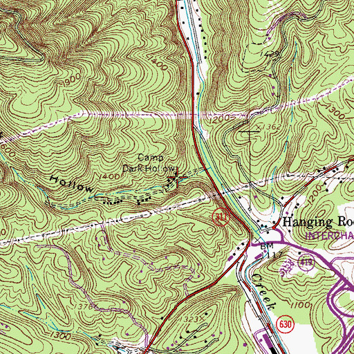 Topographic Map of Camp Dark Hollow, VA