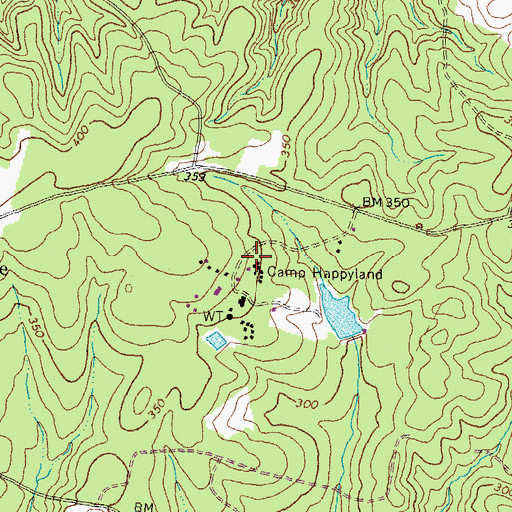 Topographic Map of Camp Happyland, VA