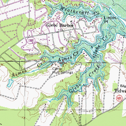 Topographic Map of Camp Hull Springs, VA