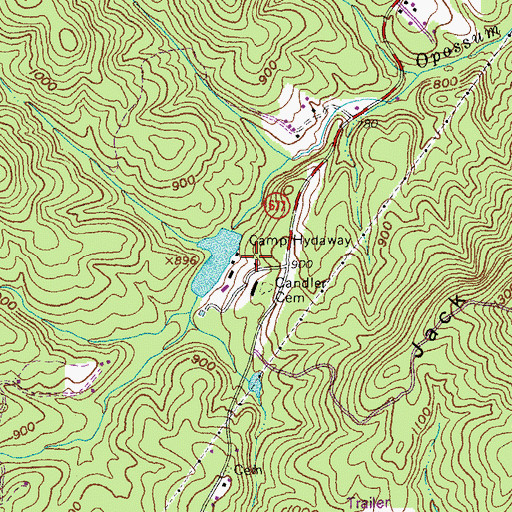 Topographic Map of Camp Hydaway, VA