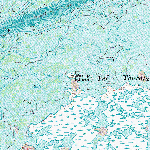 Topographic Map of Camp Island, VA