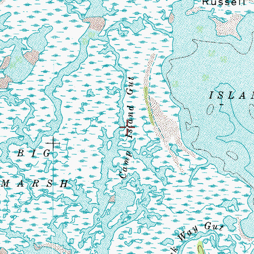 Topographic Map of Camp Island Gut, VA