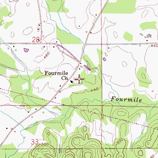 Topographic Map of Fourmile Cemetery, AL
