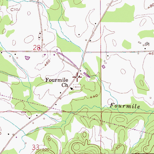 Topographic Map of Fourmile School (historical), AL