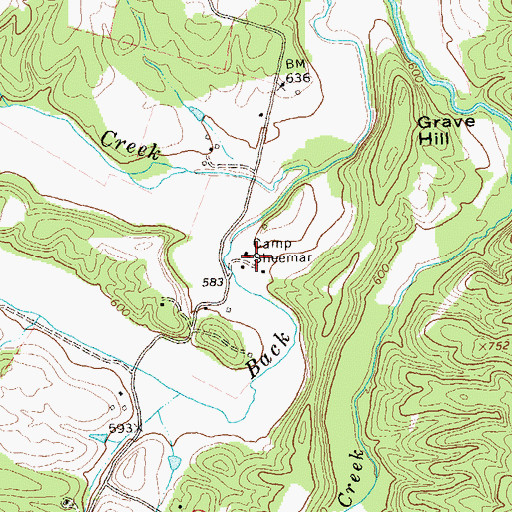 Topographic Map of Camp Sheemar, VA
