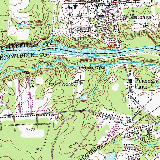 Topographic Map of Camp Sysonby, VA