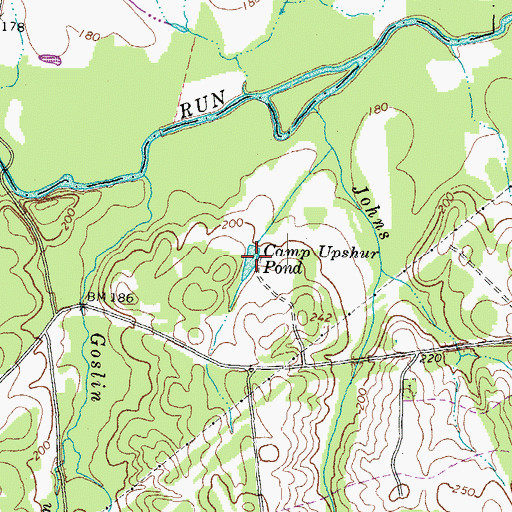 Topographic Map of Camp Upshur Pond, VA