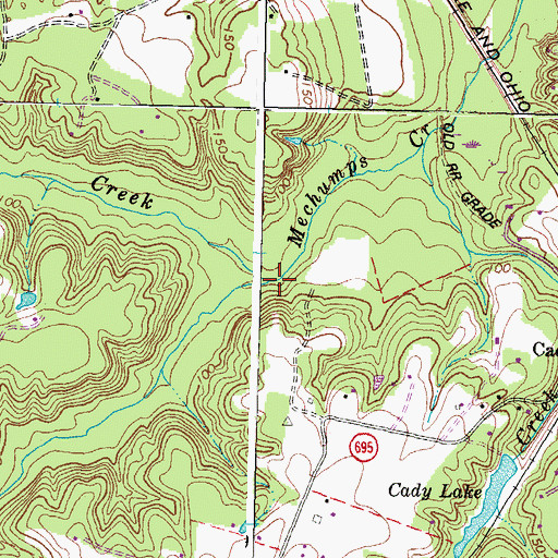Topographic Map of Campbell Creek, VA