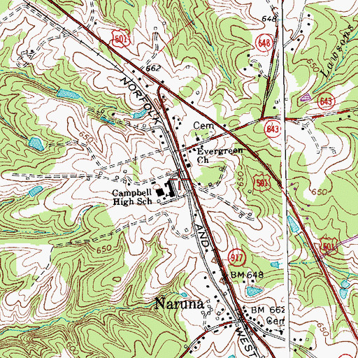 Topographic Map of William Campbell Combined School, VA