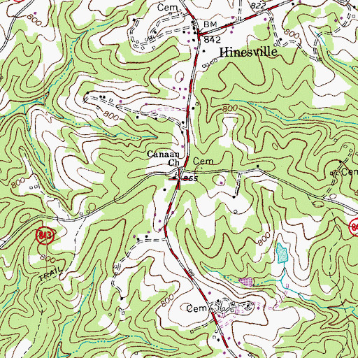 Topographic Map of Canaan Church, VA