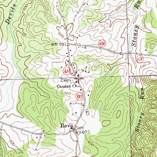 Topographic Map of Canaan Church, VA