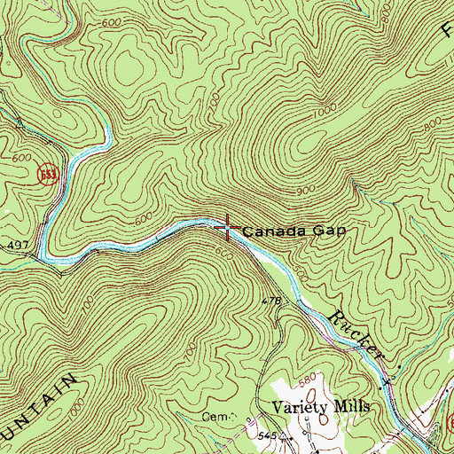 Topographic Map of Canada Gap, VA