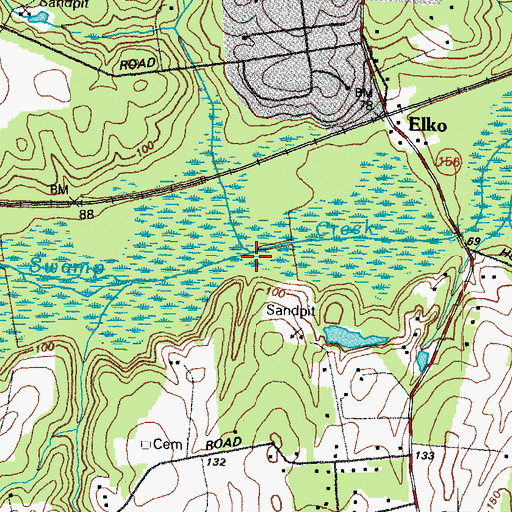 Topographic Map of Canal Swamp, VA