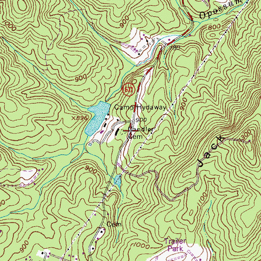 Topographic Map of Candler Cemetery, VA