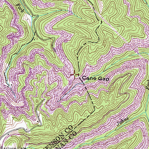 Topographic Map of Cane Gap, VA
