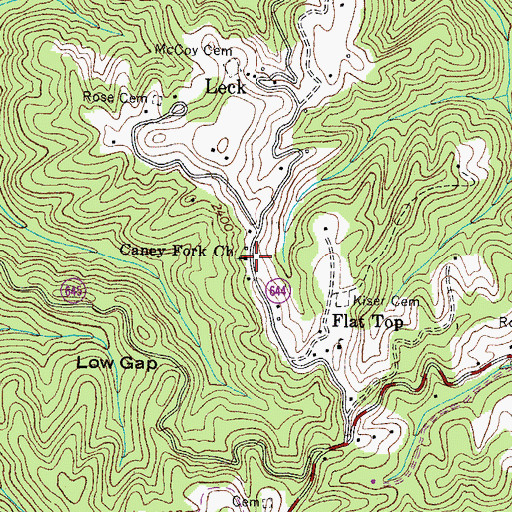 Topographic Map of Caney Fork Church, VA