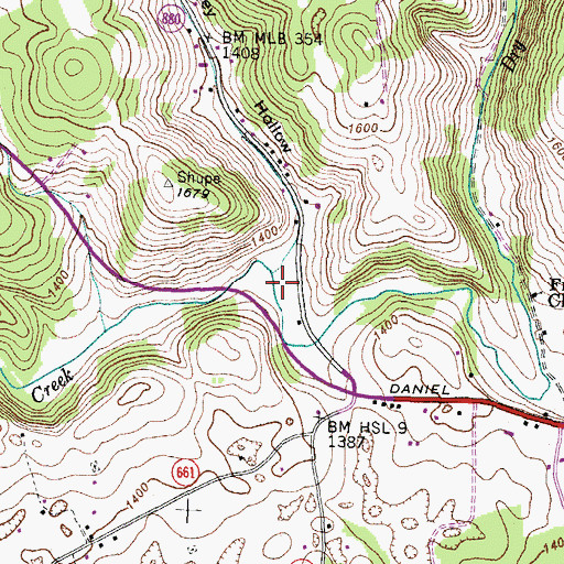 Topographic Map of Caney Hollow, VA