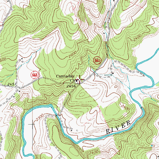 Topographic Map of Cannaday Church, VA