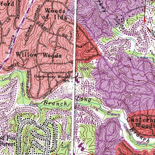 Topographic Map of Canterbury Woods Elementary School, VA