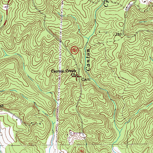 Topographic Map of Canton Creek Church, VA