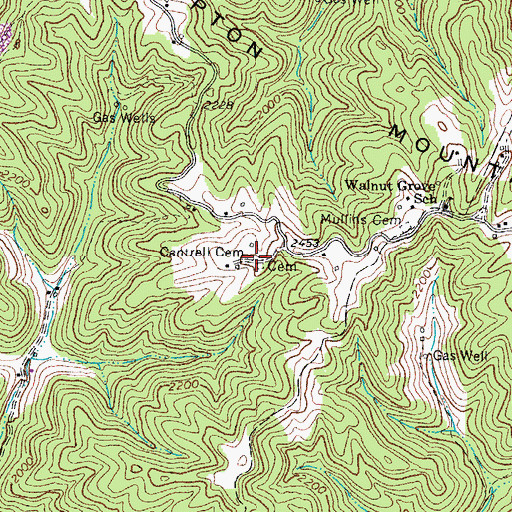 Topographic Map of Cantrell Cemetery, VA