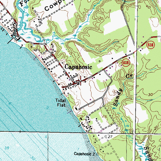 Topographic Map of Capahosic, VA