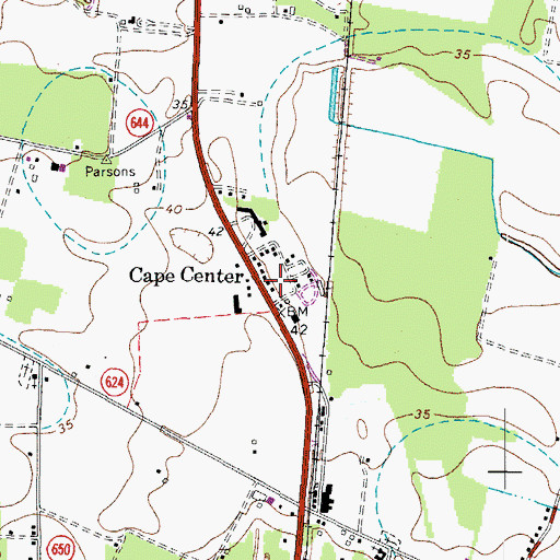 Topographic Map of Cape Center, VA