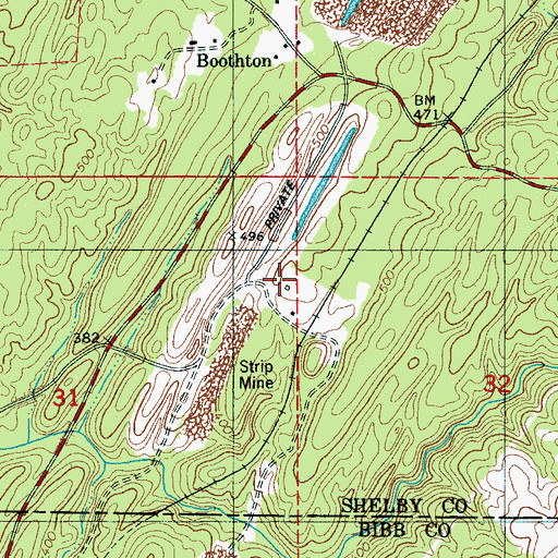 Topographic Map of Glen Carbon Mine, AL