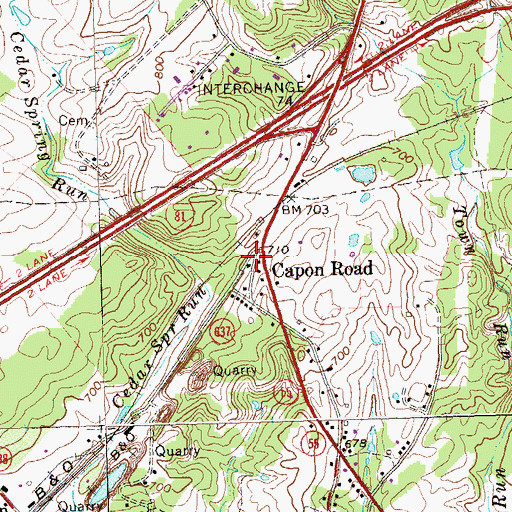 Topographic Map of Capon Road, VA