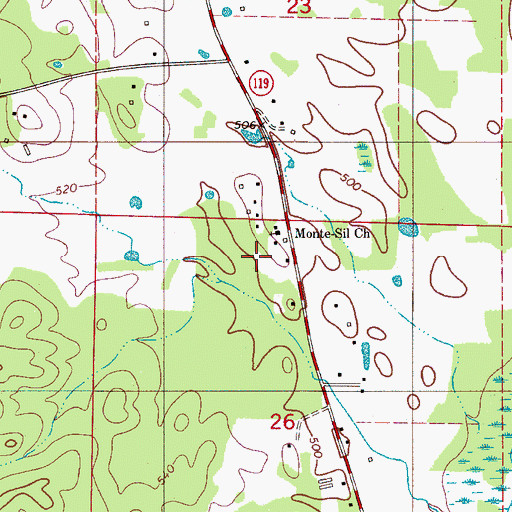 Topographic Map of Glen Forest, AL
