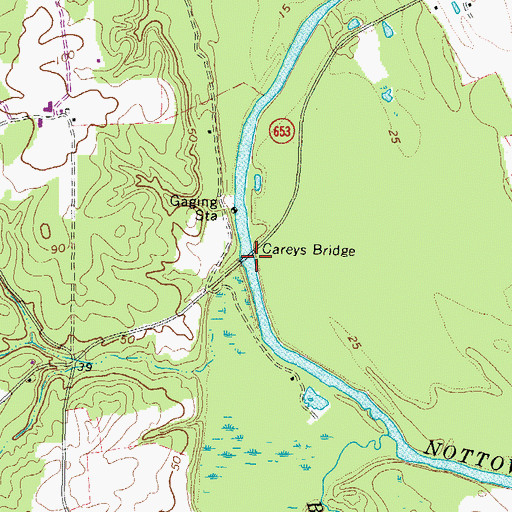 Topographic Map of Careys Bridge, VA