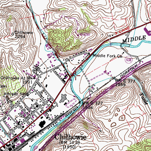 Topographic Map of Carlock Creek, VA