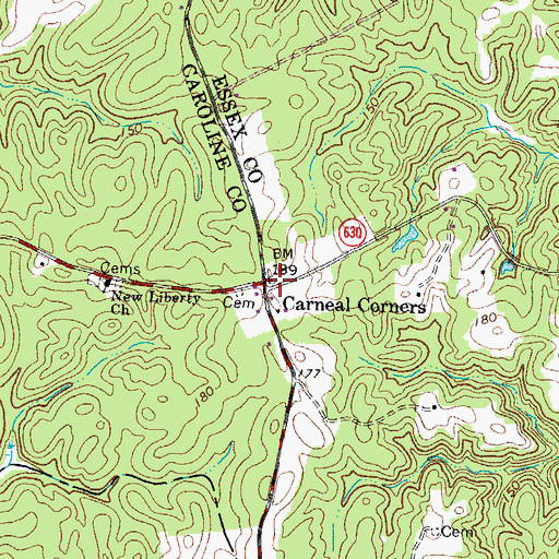 Topographic Map of Carneal Corners, VA