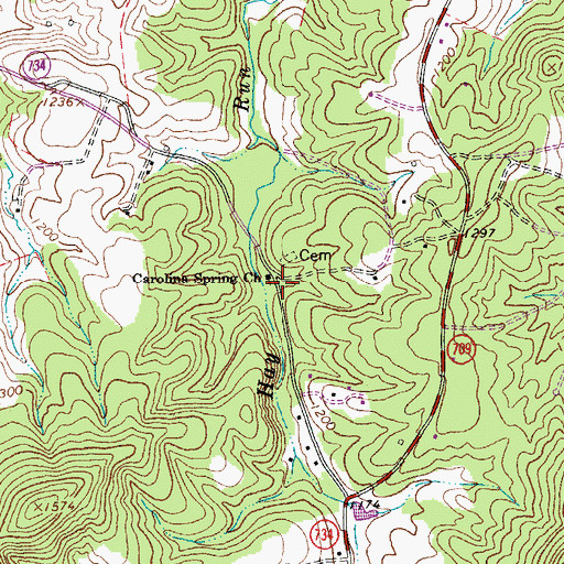 Topographic Map of Carolina Spring Church, VA