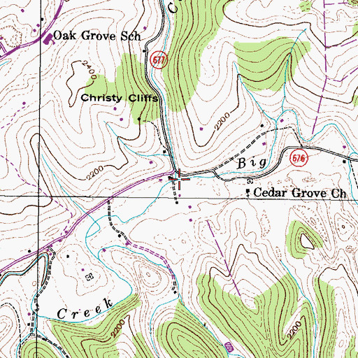 Topographic Map of Carr Creek, VA