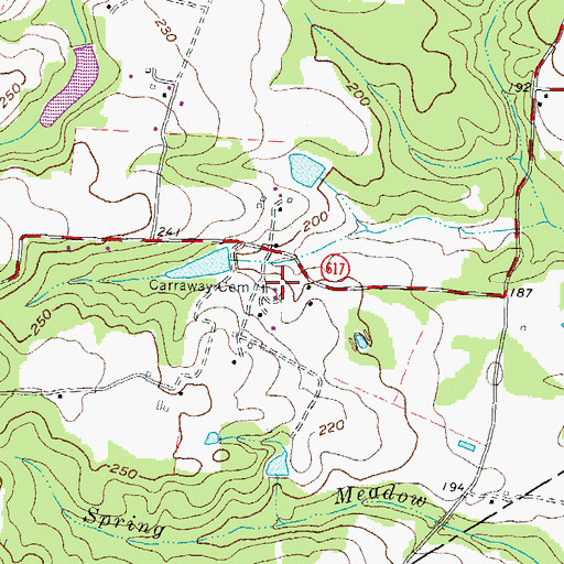 Topographic Map of Carraway Cemetery, VA