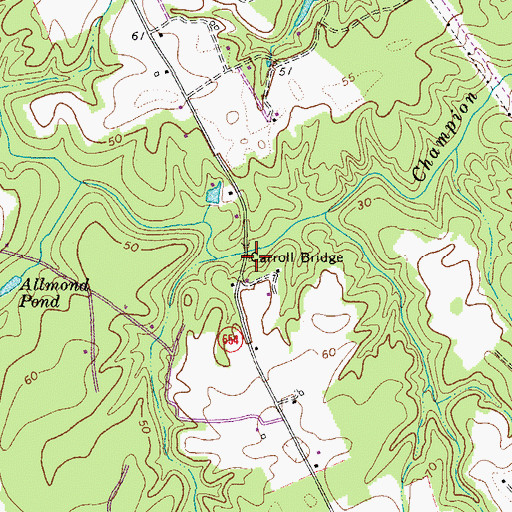 Topographic Map of Carroll Bridge, VA