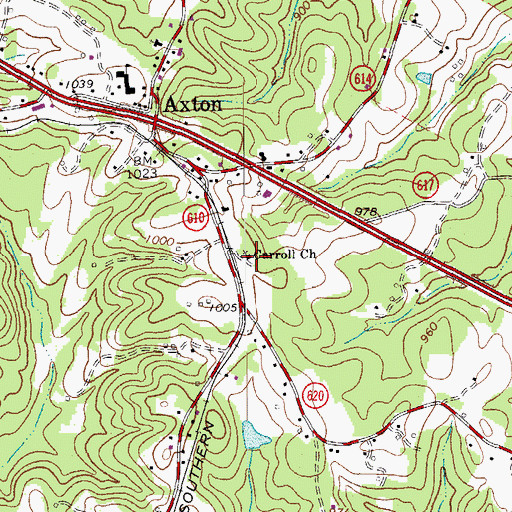 Topographic Map of Carroll Church, VA