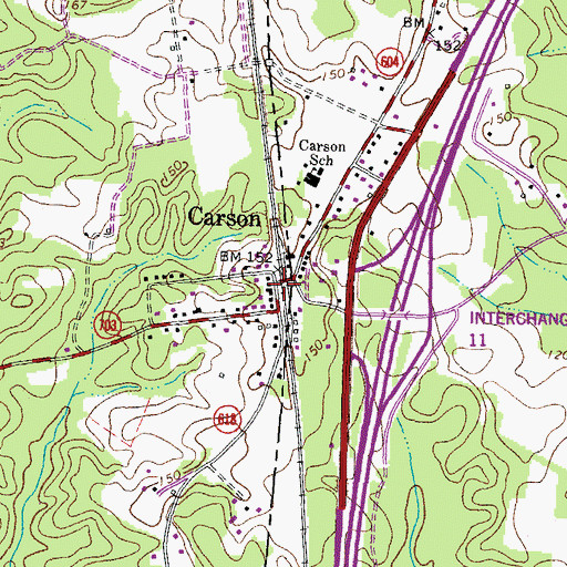 Topographic Map of Carson, VA