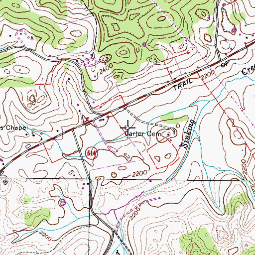Topographic Map of Carter Cemetery, VA