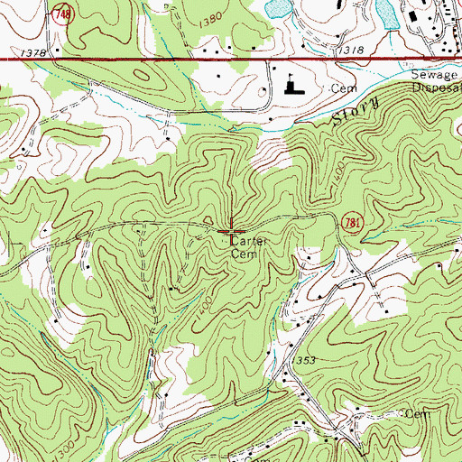 Topographic Map of Carter Cemetery, VA