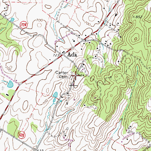 Topographic Map of Carter Cemetery, VA
