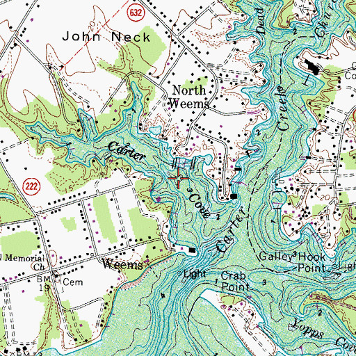 Topographic Map of Carter Cove, VA