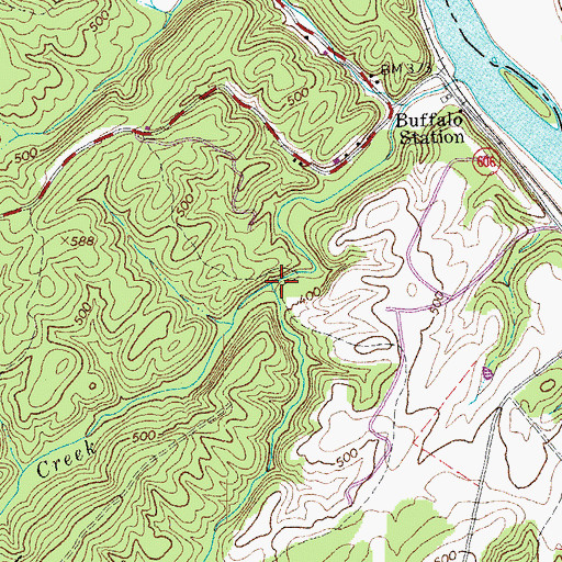 Topographic Map of Carter Creek, VA