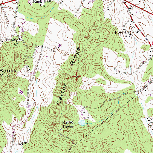 Topographic Map of Carter Ridge, VA