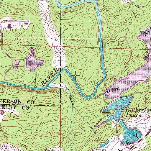Topographic Map of Greenlee Ford, AL